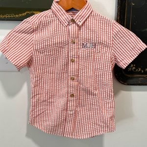 Boys Monogrammed Collared Button Up Sear-sucker Shirt